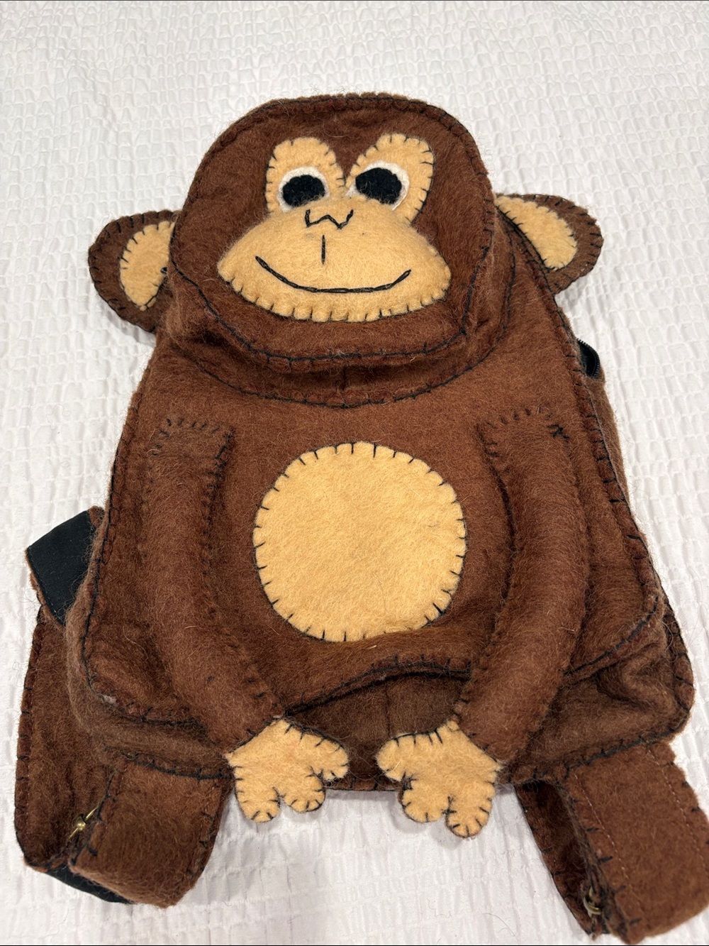 Whimsical Brown Monkey 100% Wool Kids Backpack
Made in Nepal